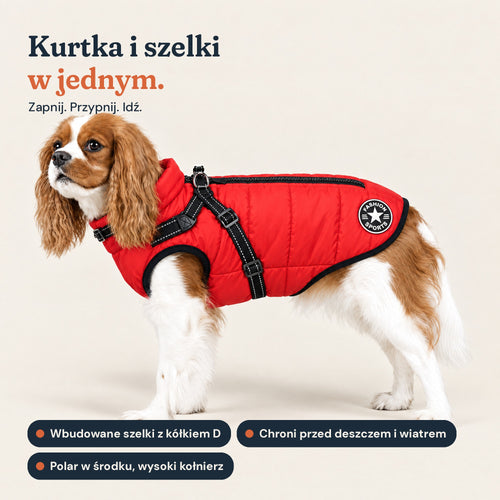 Szronek™ Kurtka zimowa dla psa 3w1 z wbudowanymi szelkami