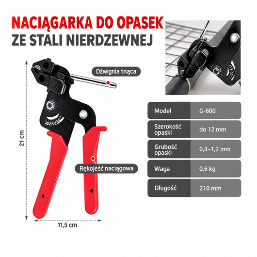 Specyfikacja naciągarki do opasek ze stali nierdzewnej