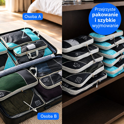 Pakomi™ – Organizery do walizki z kompresją (zestaw 6 el.)