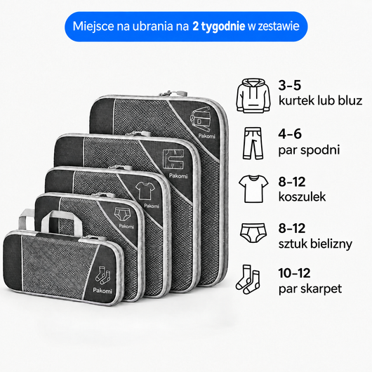 Pojemność organizerów Pakomi